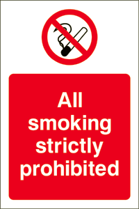 All Smoking Strictly Prohibited 200 x 300mm - Rigid Plastic 