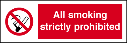 All Smoking Strictly Prohibited 300 x 100mm - Rigid Plastic 